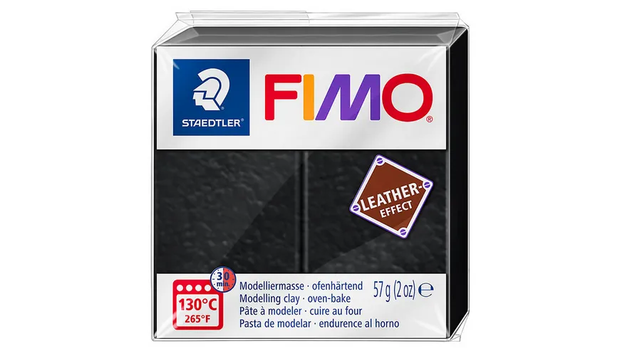 STAEDTLER Modelliermasse Modelliermasse FIMO® leather-effekt Schwarz 57 g