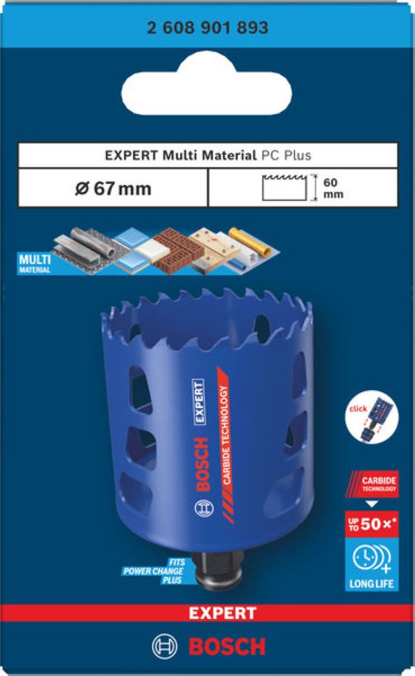 Bosch Blue Accessories 2608901893 EXPERT Power-Change Hole Saw Multi Material 67mm