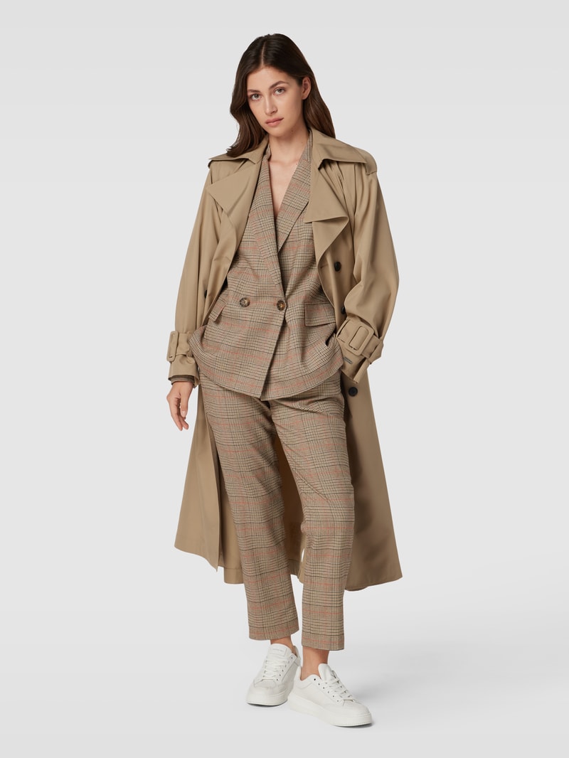 Anzughose mit Hahnentrittmuster in camel