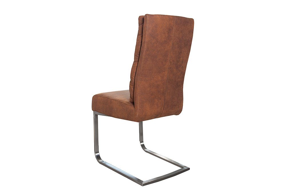 riess-ambiente Freischwinger COMFORT vintage hellbraun / silber, Esszimmer · Microfaser · Edelstahl · Industrial Design