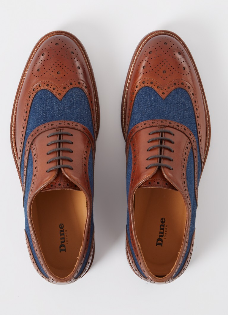 Dune London  Soar brogue van denim met leren details
