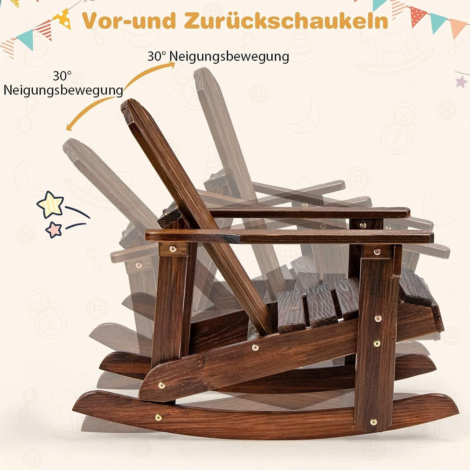 KOMFOTTEU Schaukelstuhl Kinder, mit Armlehnen, für Kinder ab 3