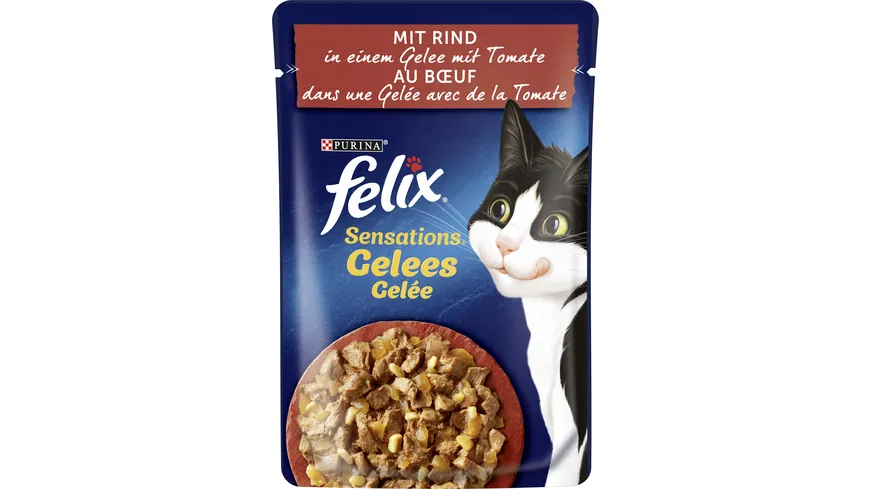 PURINA FELIX Sensations Gelees mit Rind & Tomate Katzennassfutter 85 g