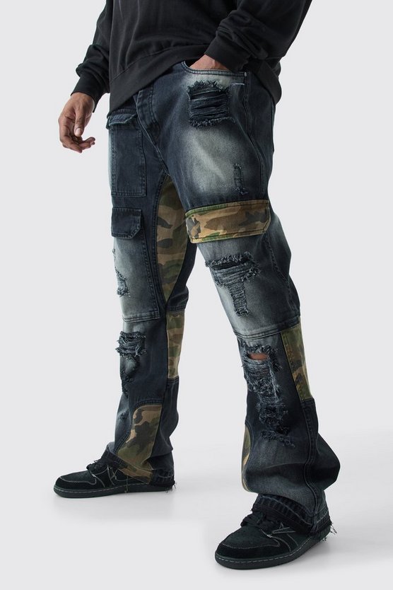 Plus Slim-Fit Camouflage Cargo-Jeans
