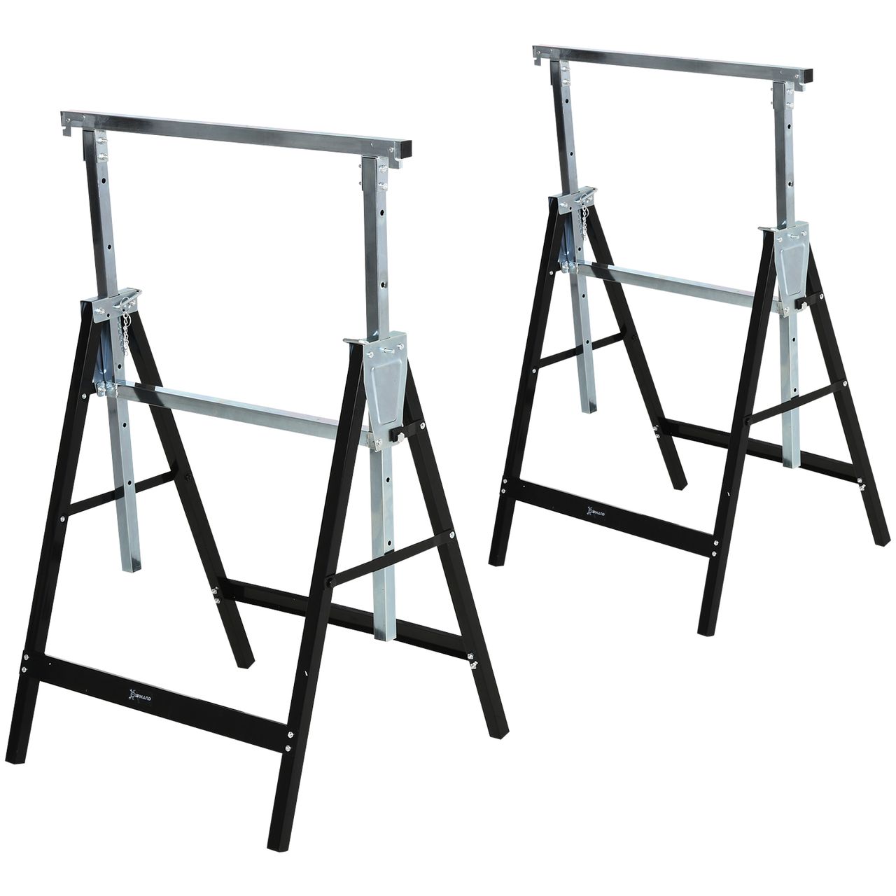 DURHAND Sägebock, Arbeitsbock, Hohenverstellbar, Faltbar, Metall, Schwarz, 68 x 56 x 80-130 cm, Belastbarkeit 200kg
