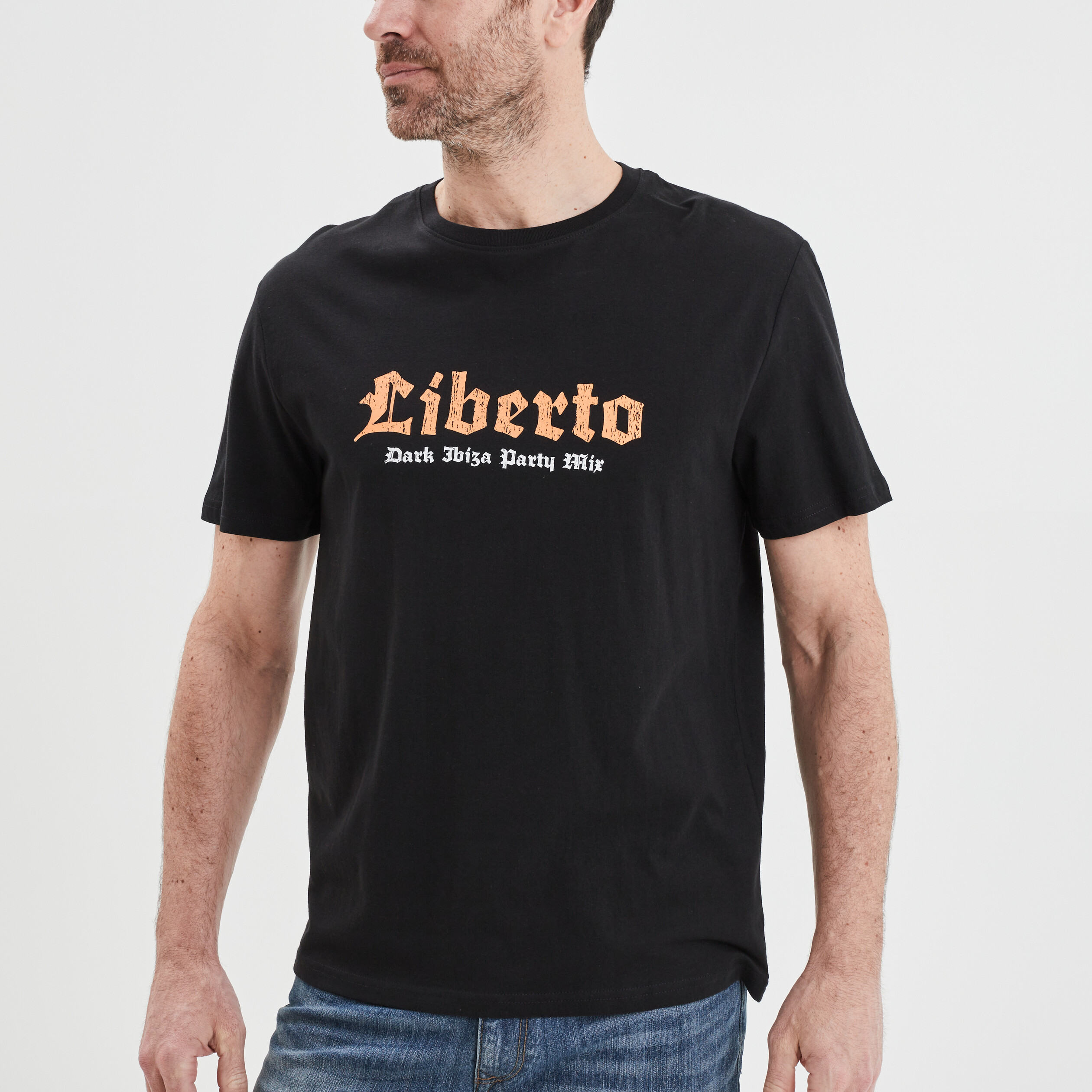 T-shirt manches courtes Liberto noir homme | La Halle