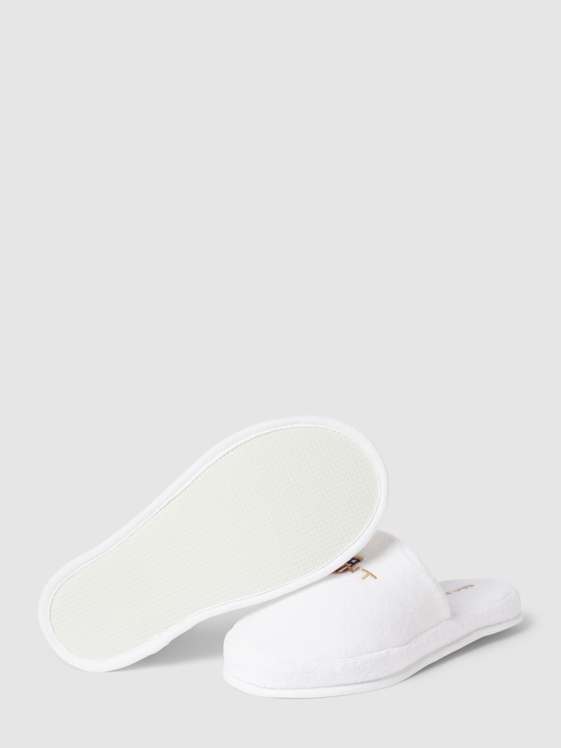 Hausschuhe mit Label-Stitching in weiß