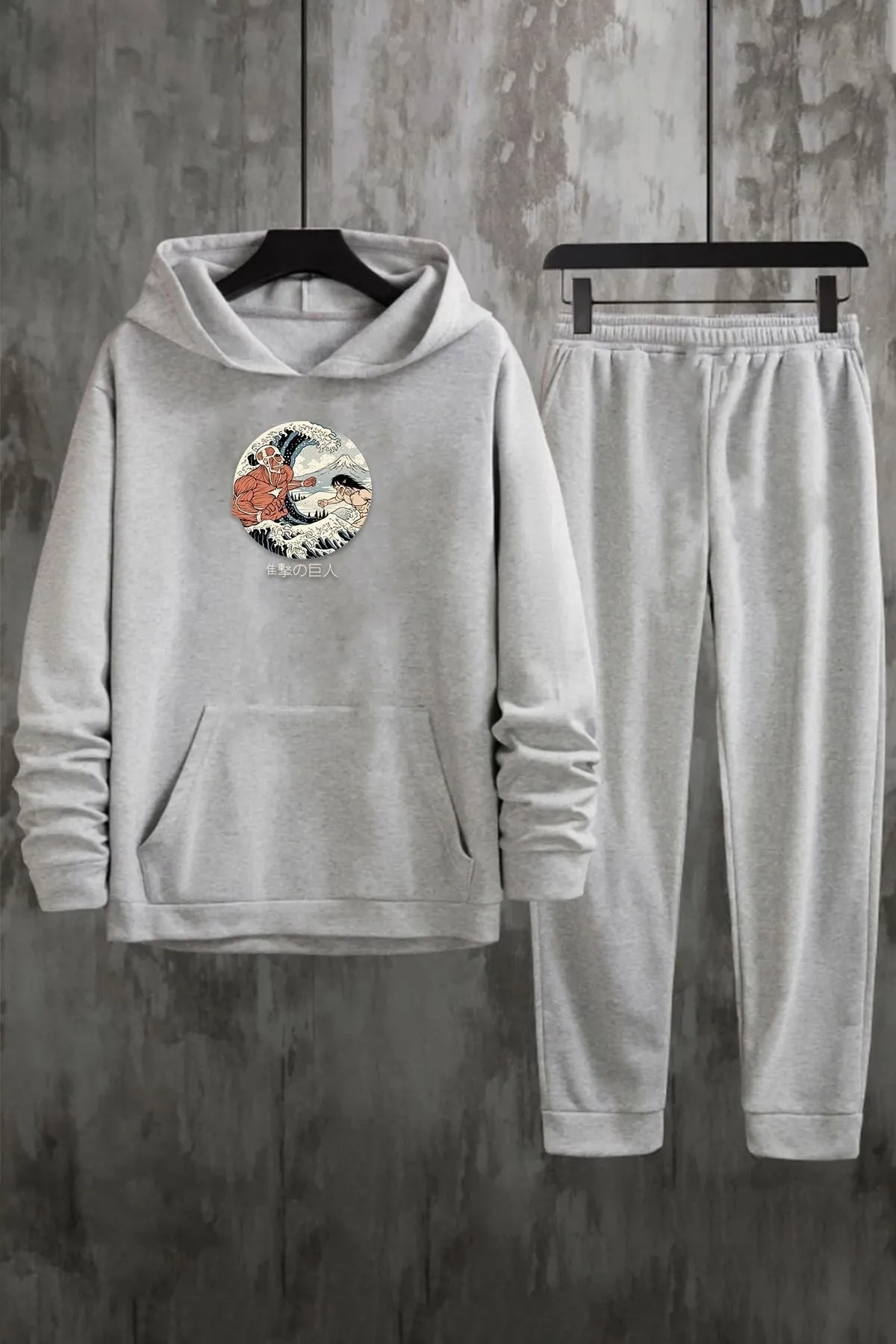 uyguntarz  Unisex Kanagawa Oki Nami Ura bedrucktes Trainingsanzug-Set