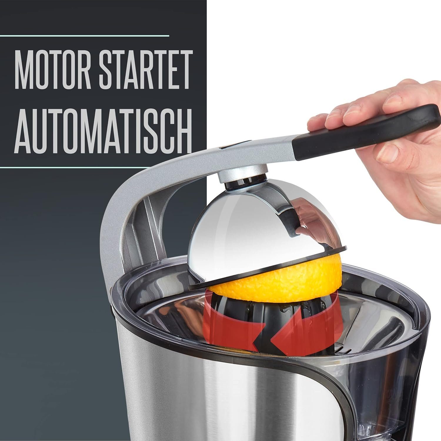 Heinrich´s Zitruspresse HZP 8693, 160,00 W, Juicer, Saftpresse inkl. Fließstopfunktion rostfrei
