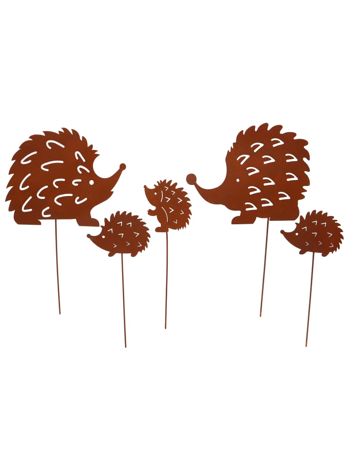 UNUS 5er Set Gartenstecker Rost Igel in Braun günstig kaufen onesize