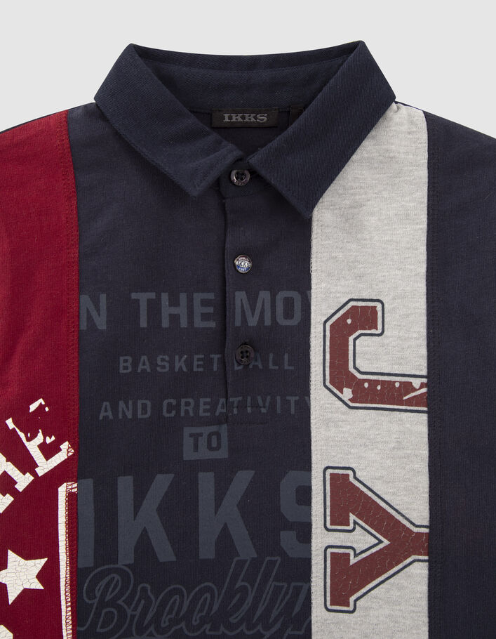 Polo marine, gris, bordeaux esprit rugby garçon