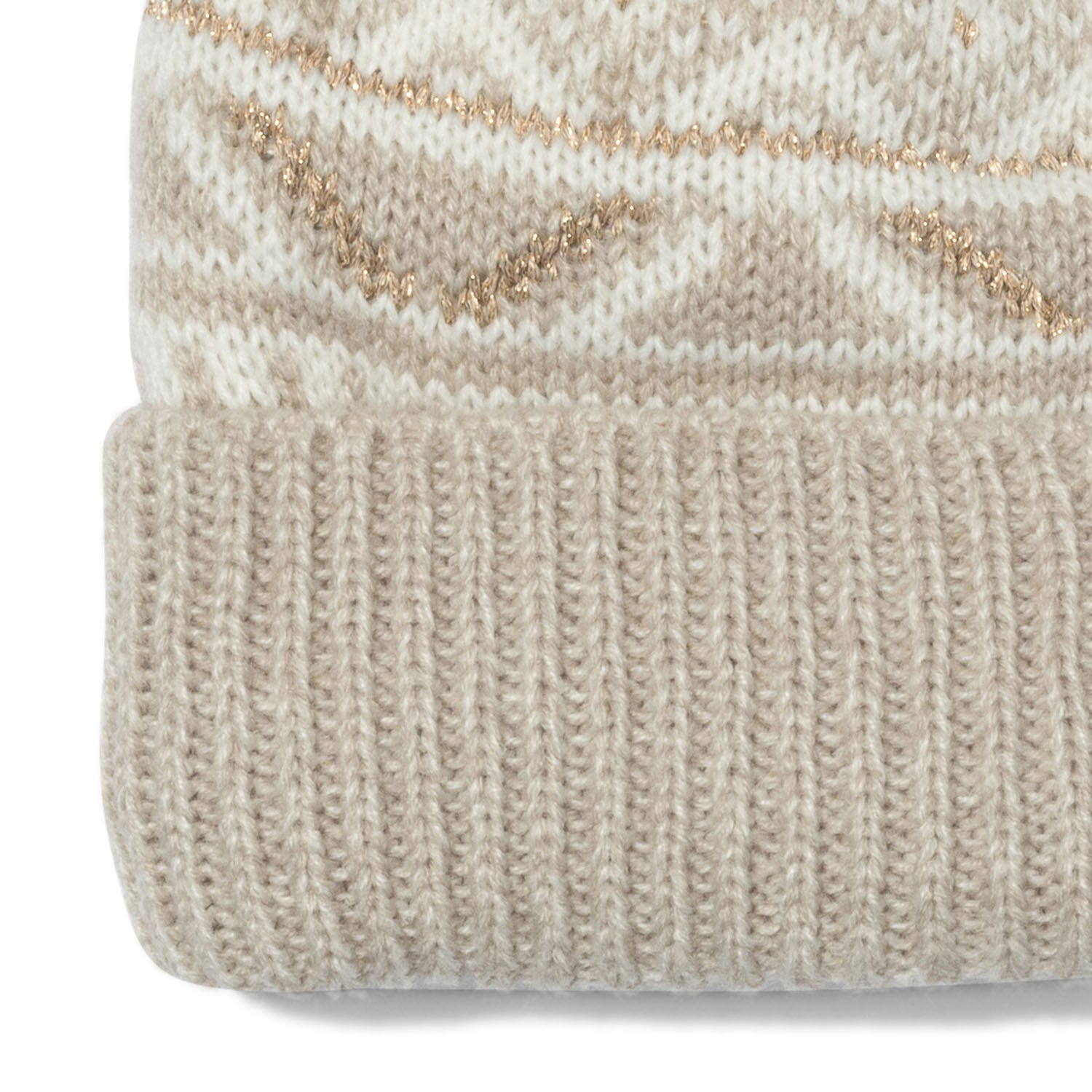 Bonnet beige à motif jacquard