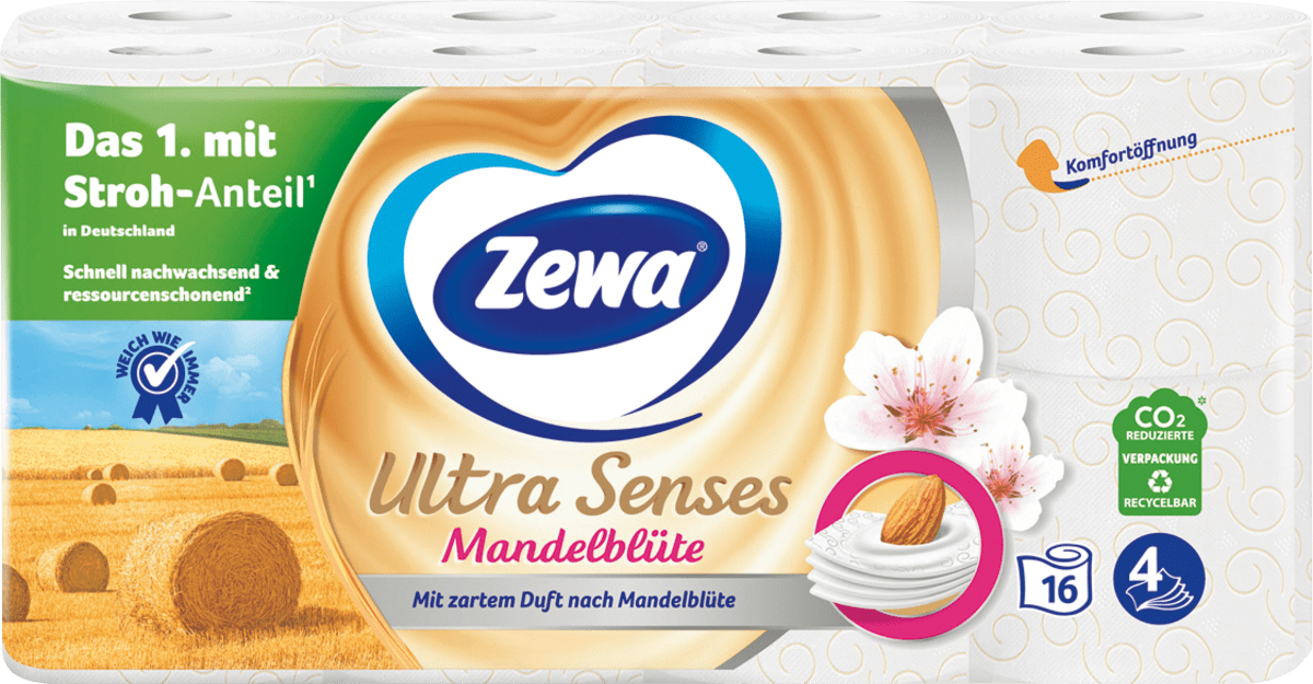 Toilettenpapier Ultra Senses Mandelblüte 4-lagig (16x135 Blatt), 16 St