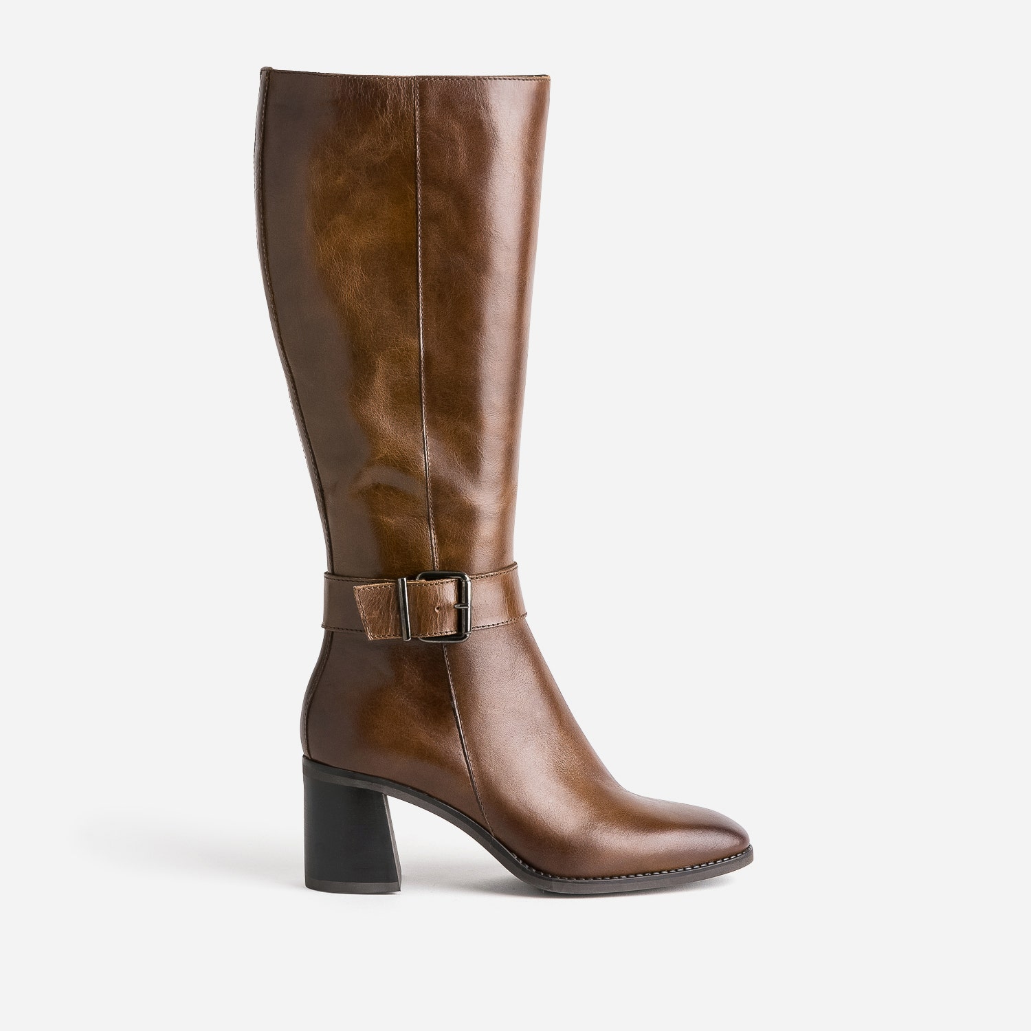 Botte marron en cuir à talon