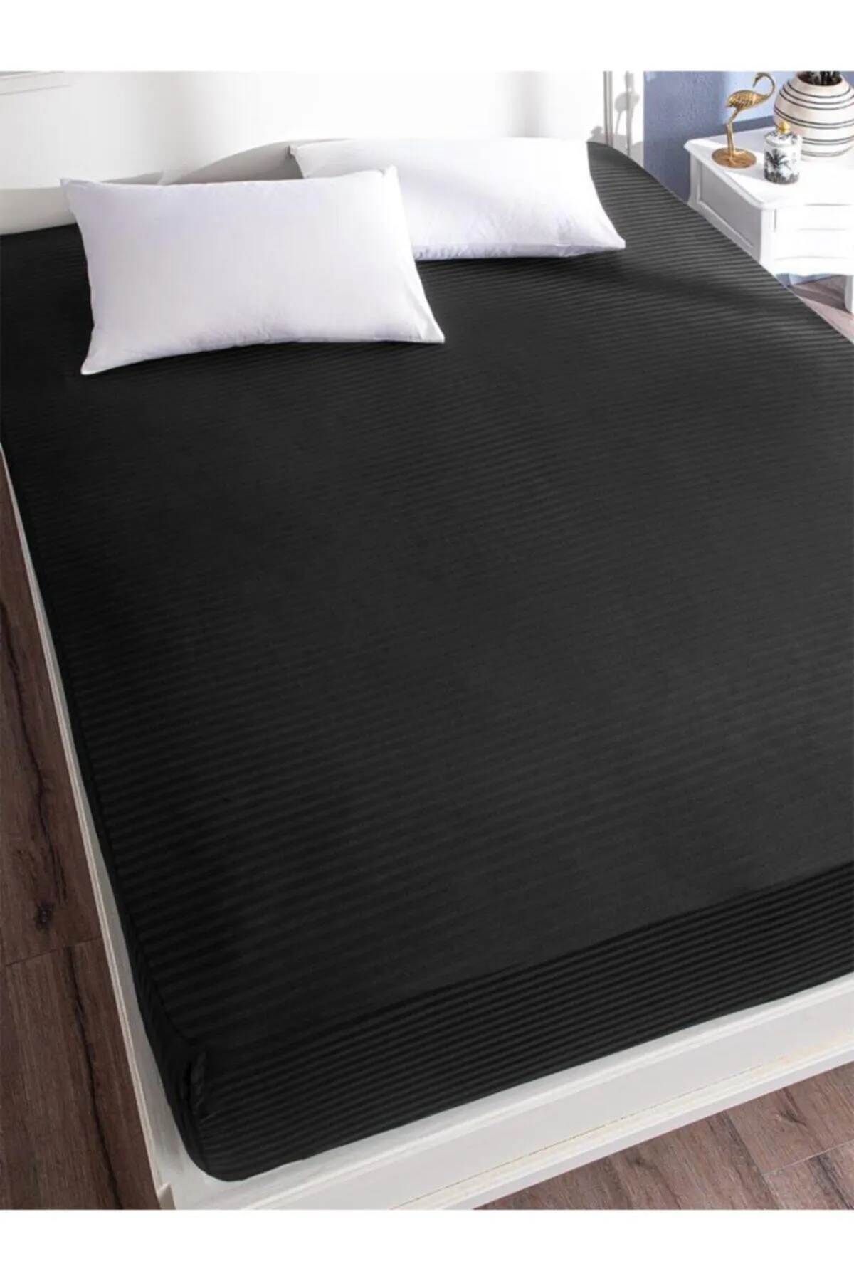 Karna Home  Gestreiftes Doppel-Spannbettlaken aus Baumwollsatin, 160 x 200 cm