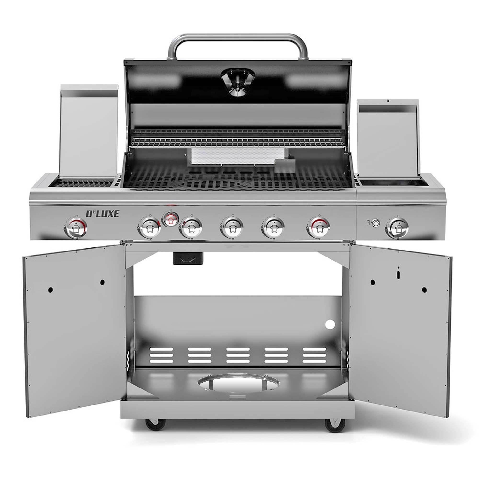 nexgrill Gasgrill 5B Deluxe 5+3 Brenner, Heckbrenner, Keramik-Seitenbrenner & Seitenkochfeld, 25KW, Aufbaumaß: 152x59x120 cm