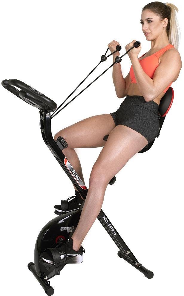 Christopeit Sport® Liege-Heimtrainer Christopeit X 3 Bike, Klappheimtrainer mit Arm- Bein Seilzug System