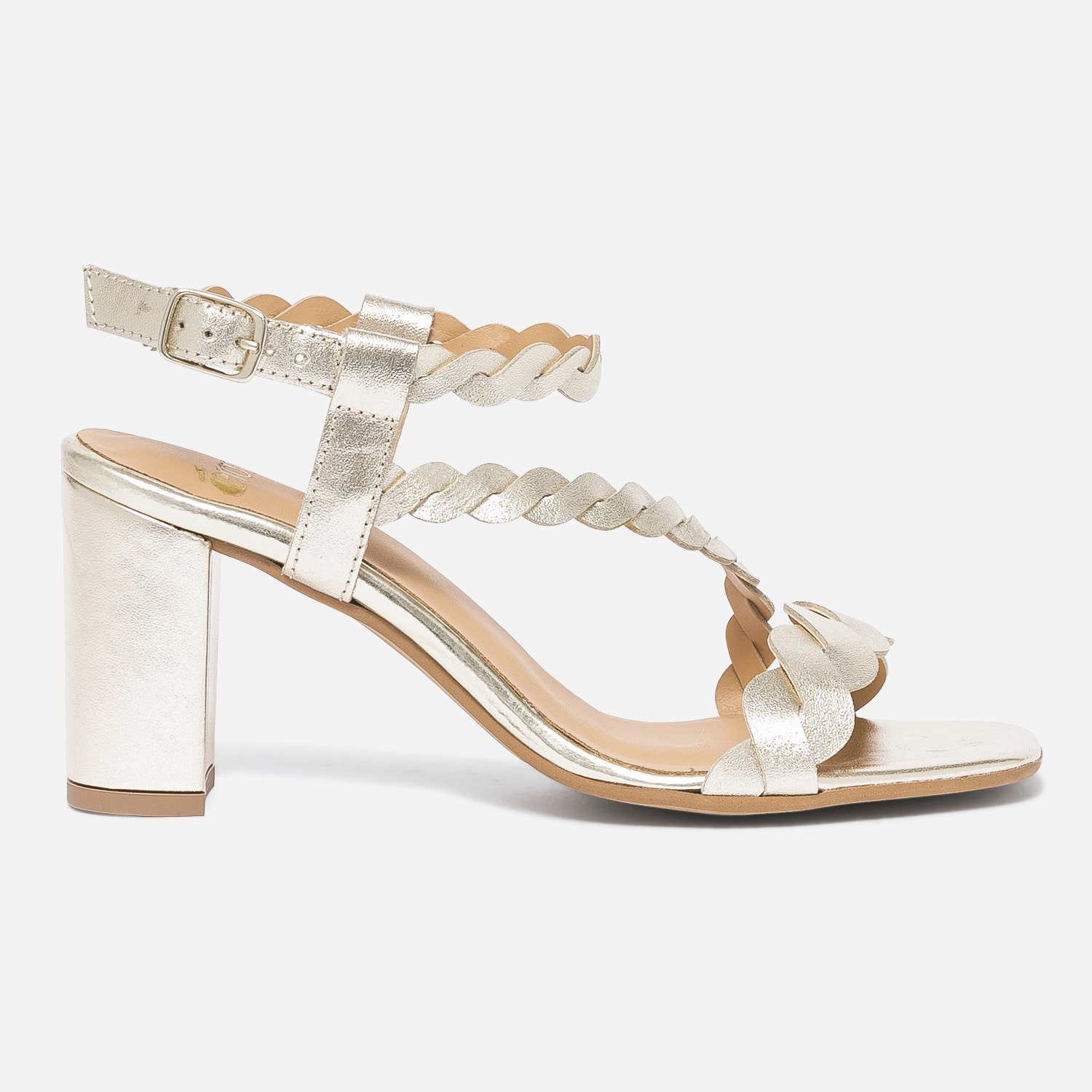 Sandale dorée en cuir