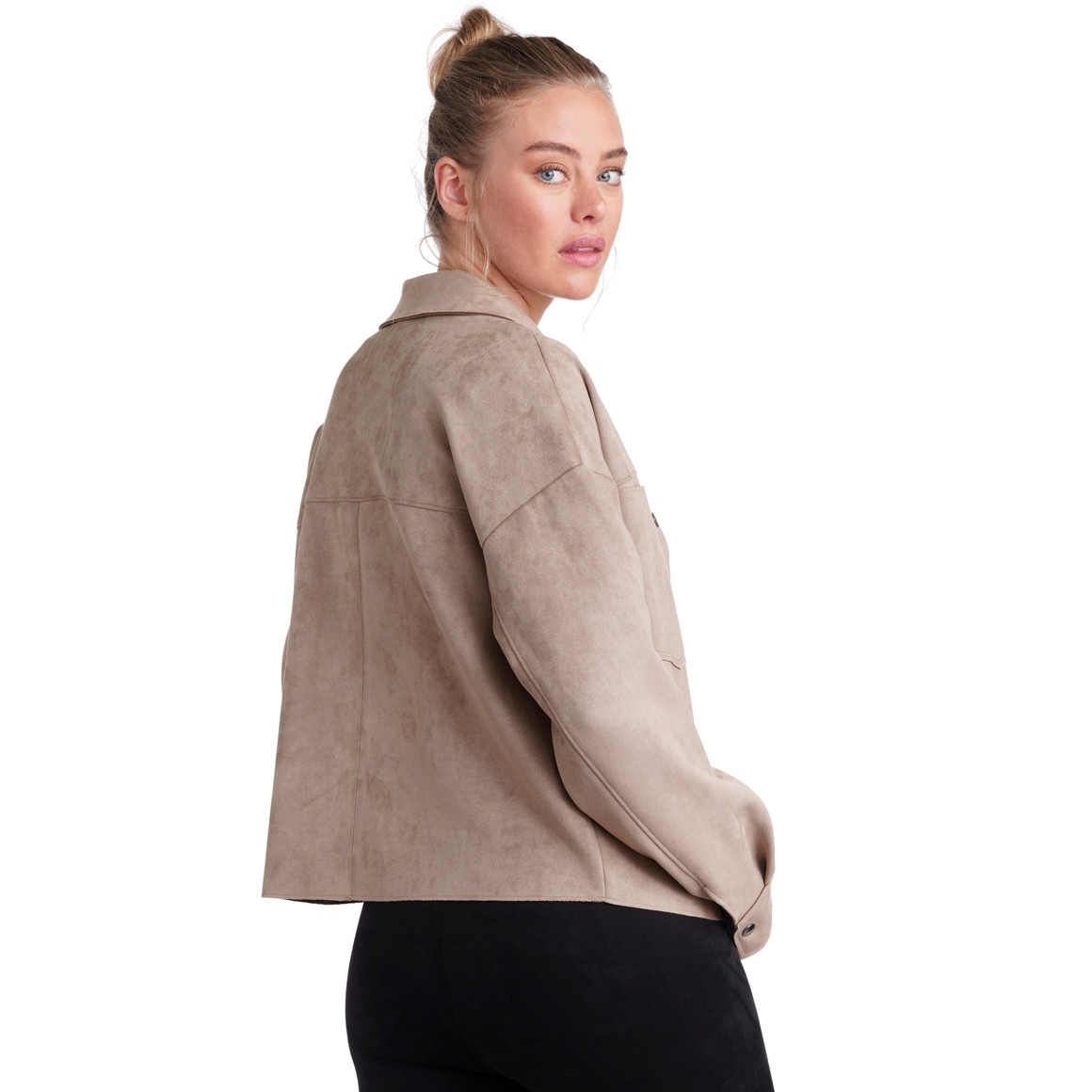 Damen Velours-Bluse mit Druckknopfleiste
