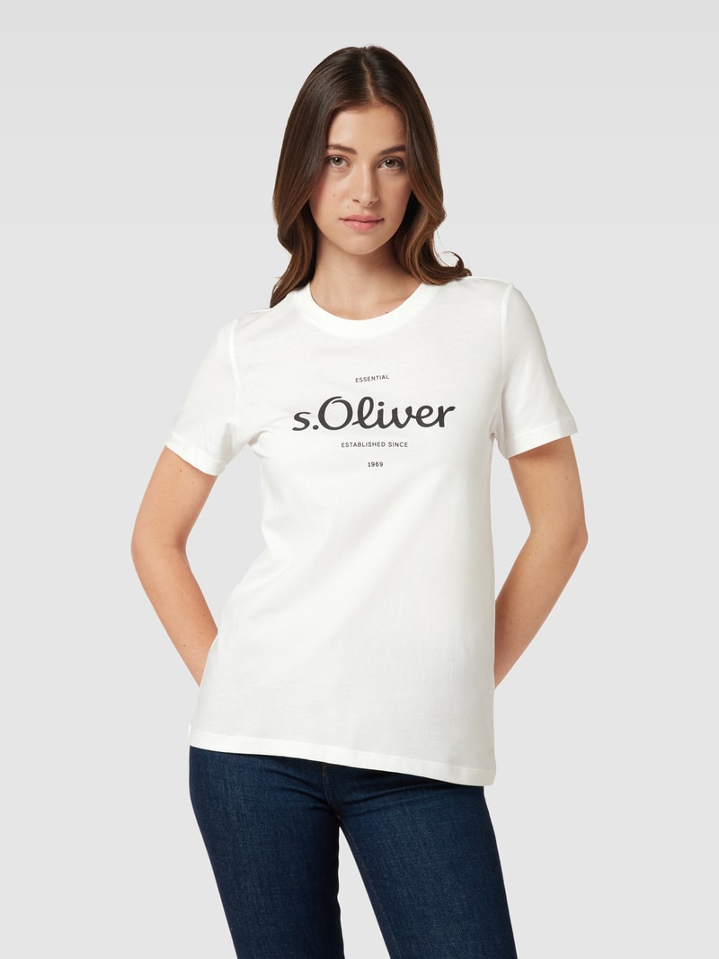 T-Shirt mit Label-Print in offwhite