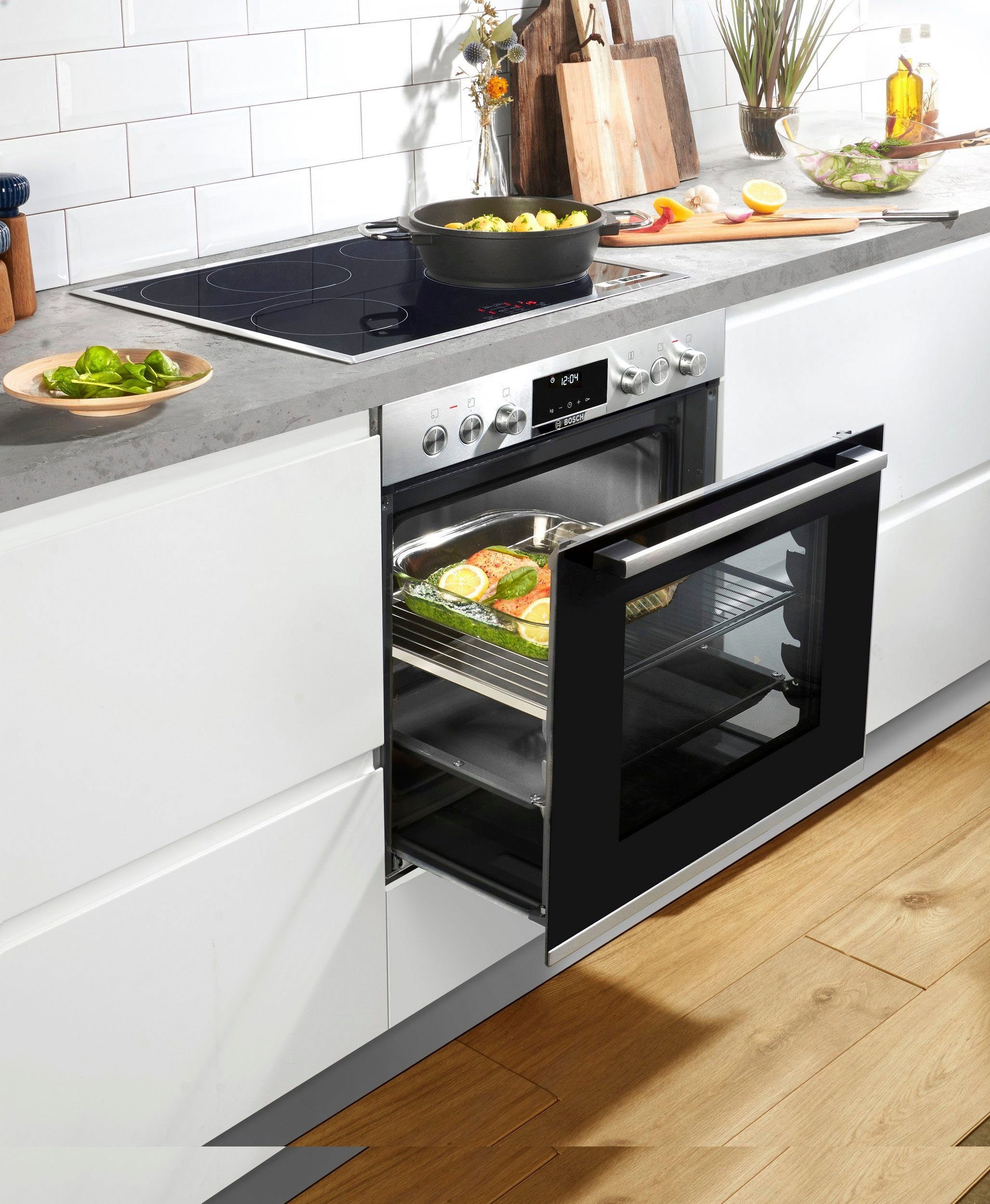 BOSCH Induktions Herd-Set HND611VS66, mit Backwagen