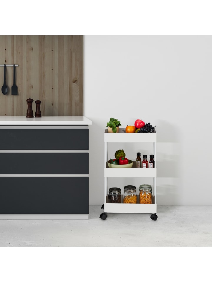 relaxdays Rollwagen in Weiß - (B)40 x (H)65,5 x (T)22 cm günstig kaufen onesize