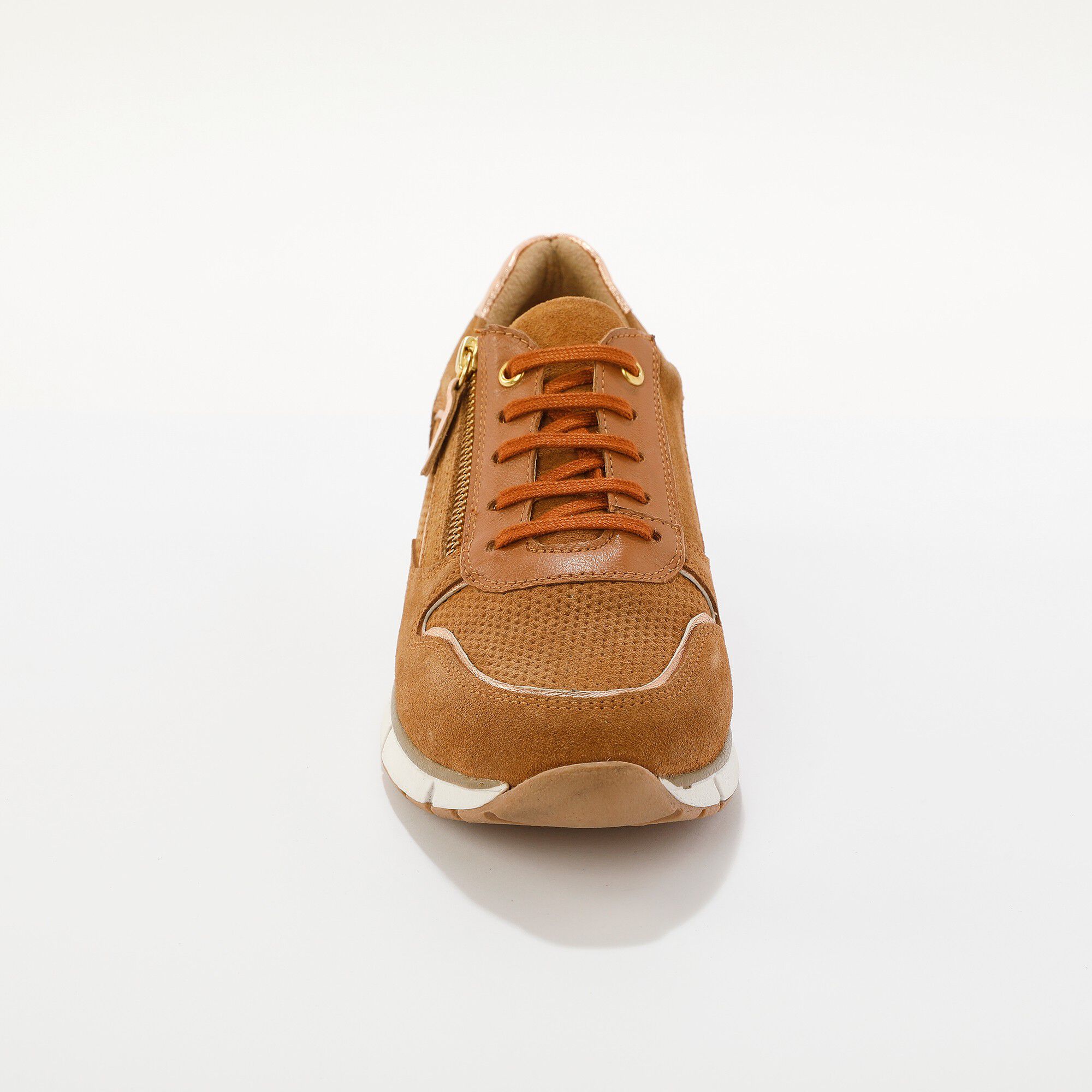 Baskets zippées en cuir empiècements ajourés