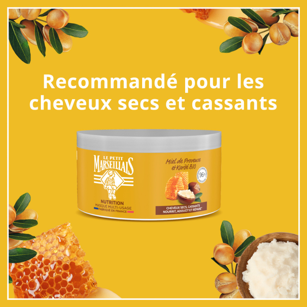le petit marseillais Masque Nutrition pour Cheveux Secs et Abîmés, Miel de Provence & Karité Bio Masque