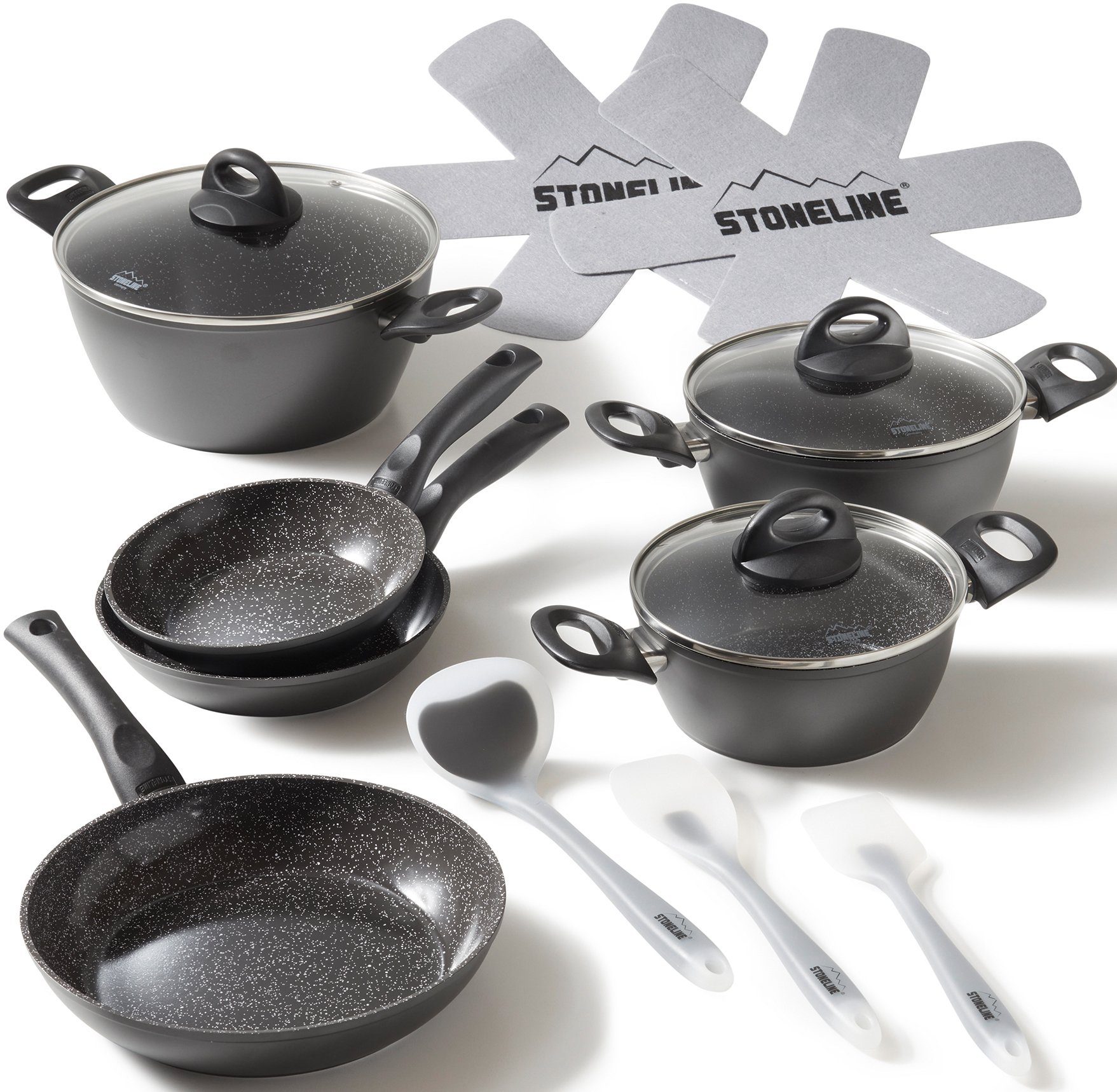 STONELINE Topf-Set, Aluminium (Set, 14-tlg), Keramik-Antihaftbeschichtung, Induktion