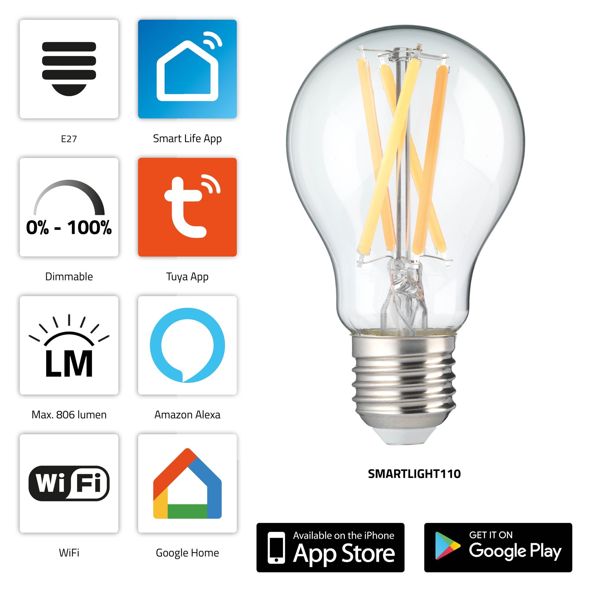 Alecto SMARTLIGHT110 Smart-LED-Glühlampe