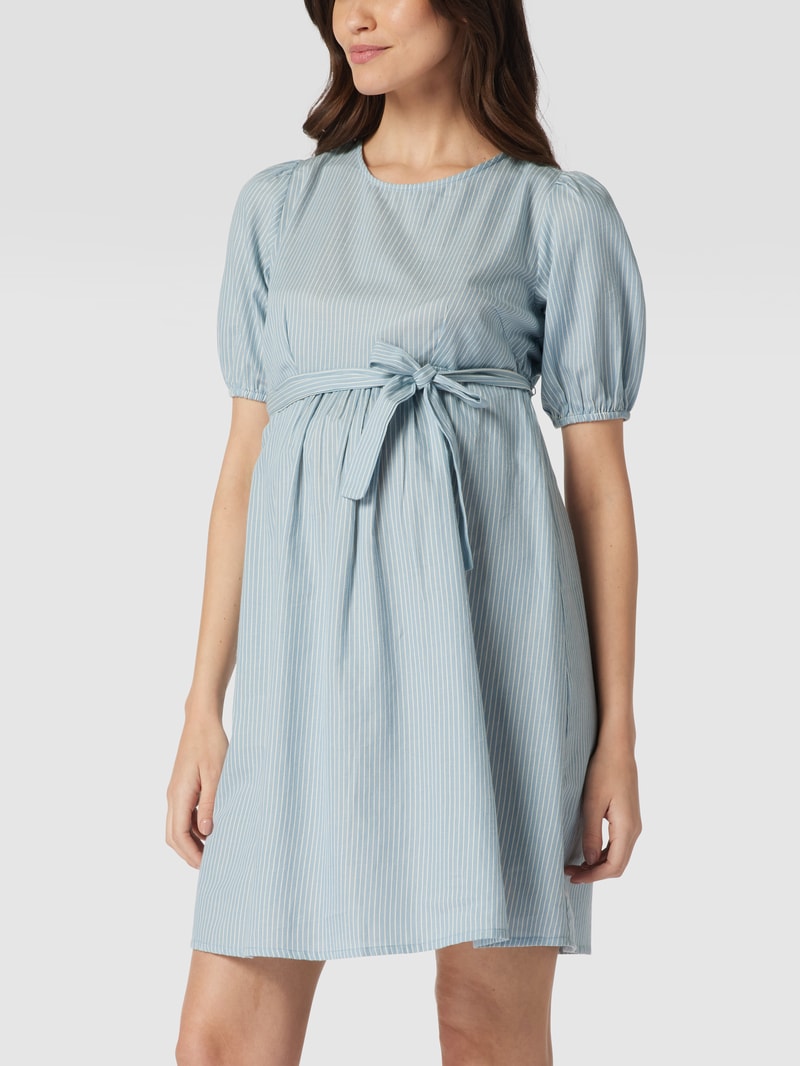 Umstands-Minikleid mit Streifenmuster in hellblau