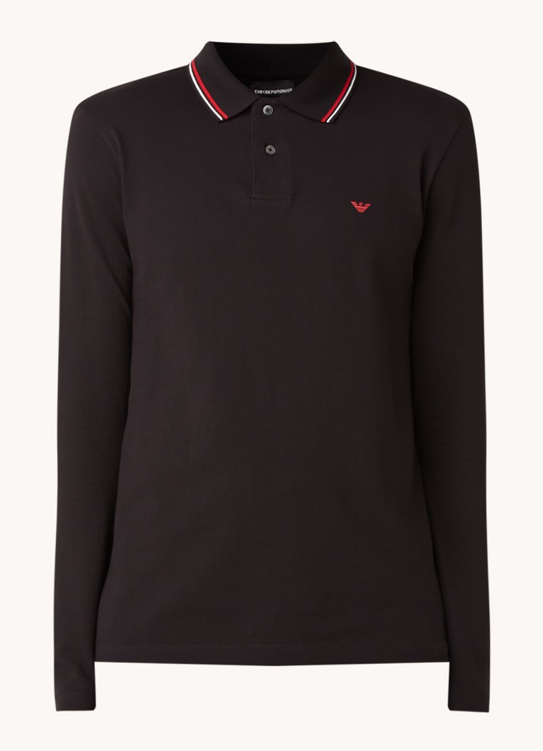 Emporio Armani polo majica s dugim rukavima od pike pamuka, uskog kroja