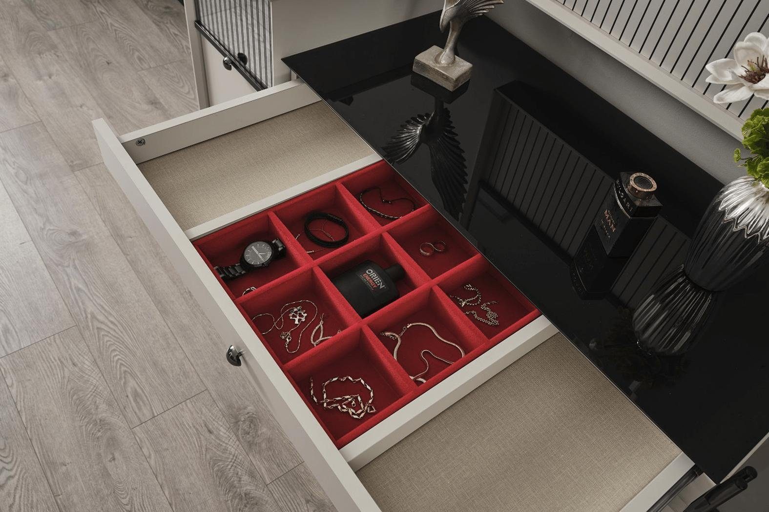JVmoebel Schlafzimmer-Set Graues Schlafzimmer Bett 2x Nachttische Schminktisch Luxus Spiegel, (4-St., Bett, 2x Nachttisch, Schminktisch, Spiegel), Made in Europa