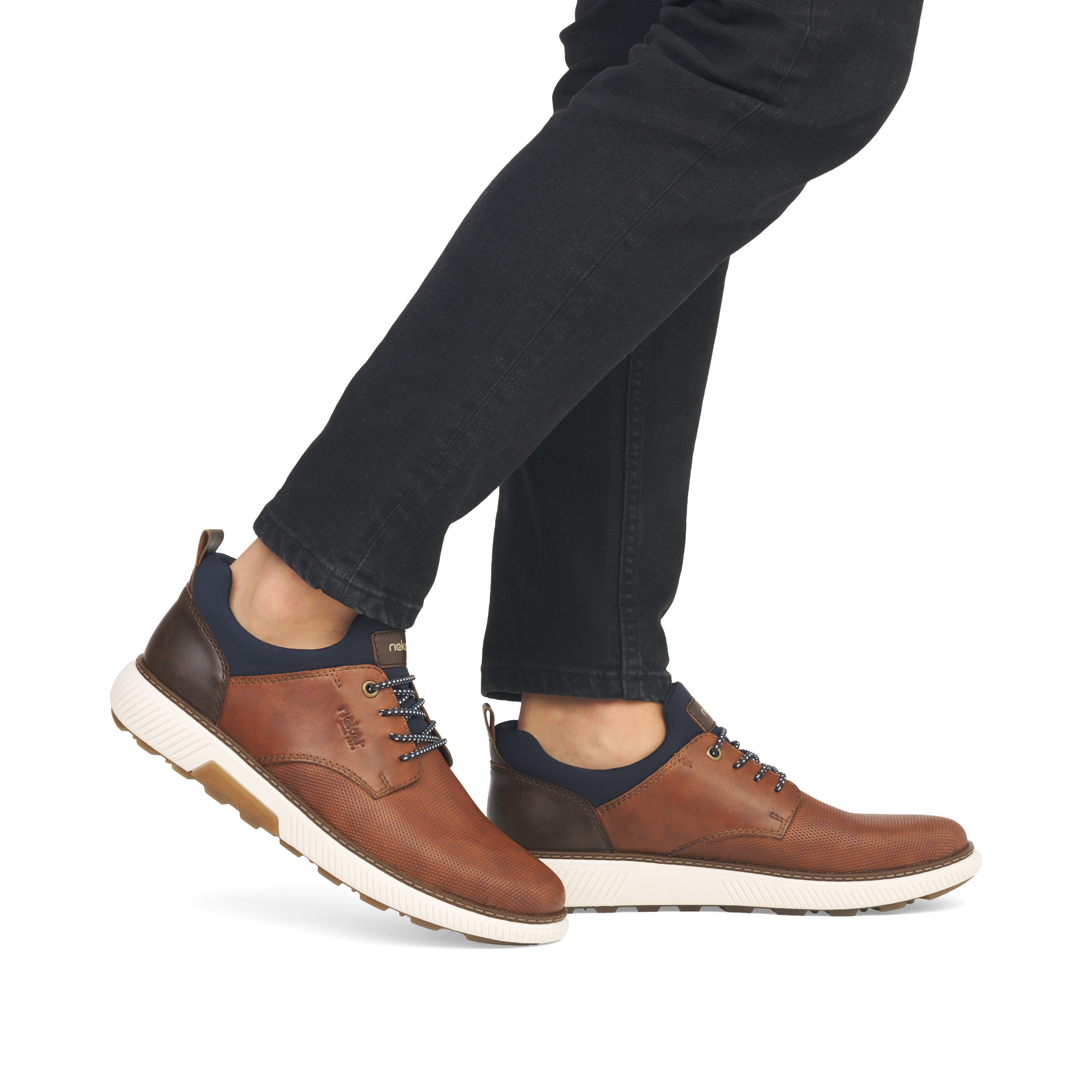 Rieker Herren Slipper nussbraun-marineblau