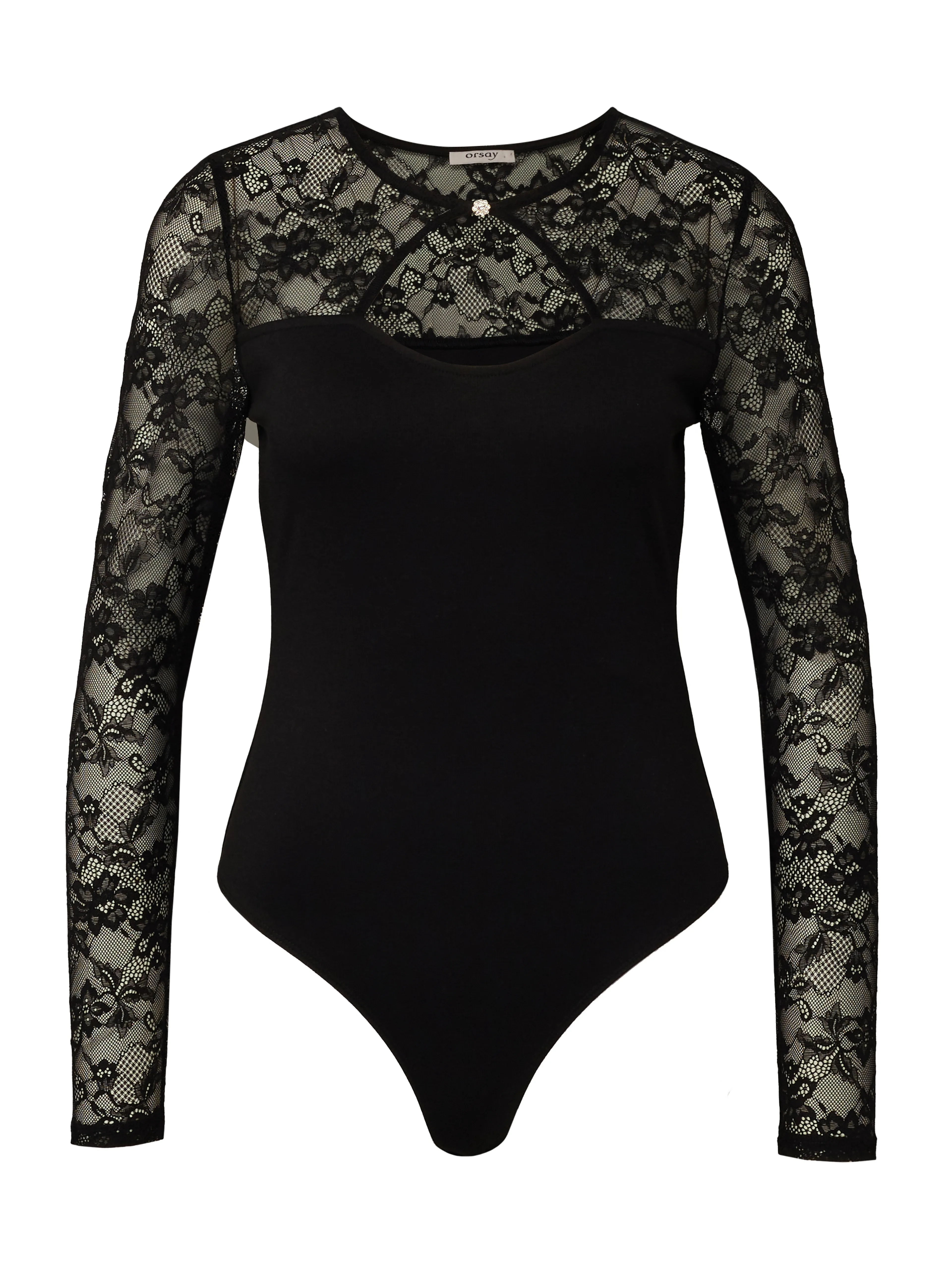 Schwarzer Damen-Body mit langen Ärmeln ORSAY