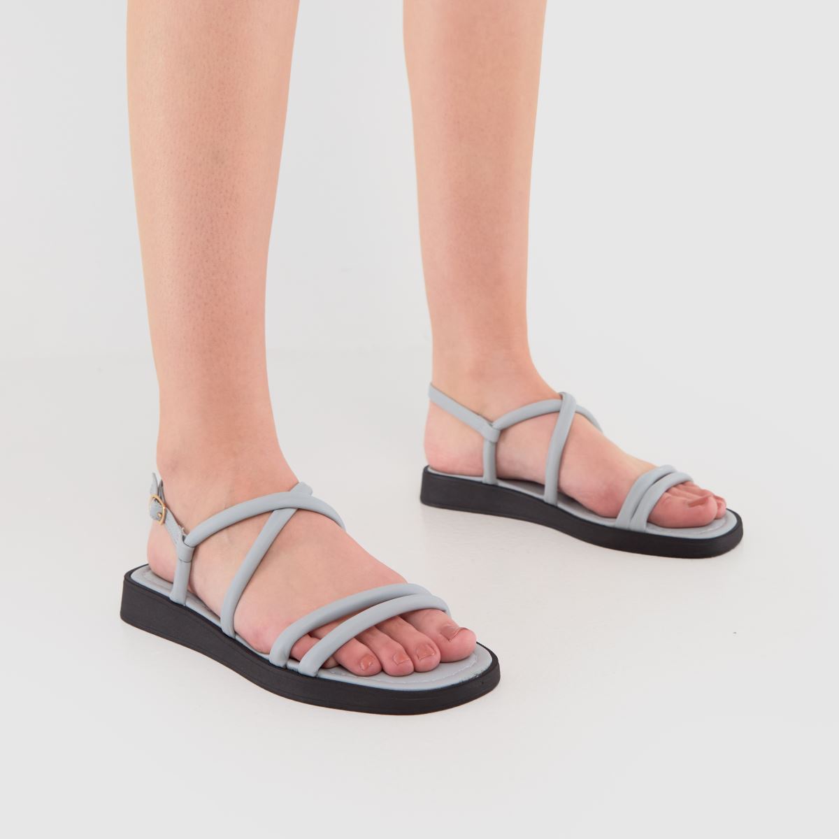 Schuh Tulsi csíkos lapos szandál kék színben