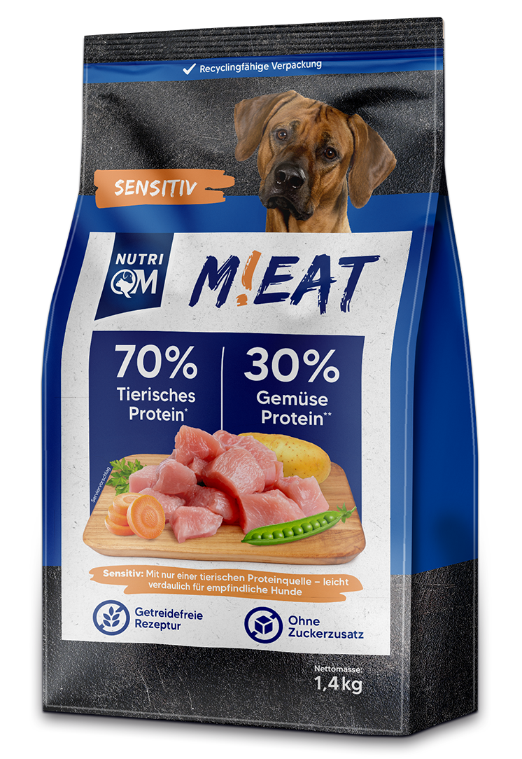 NutriQM Hundetrockenfutter NutriQM M!EAT Sensitiv 5 x 1,4 kg