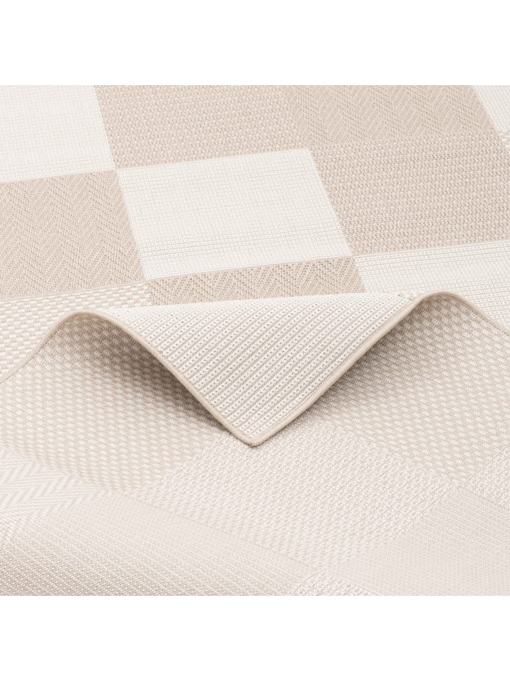 Pergamon In & Outdoor Teppich Flachgewebe Marbella Karo in Beige günstig kaufen