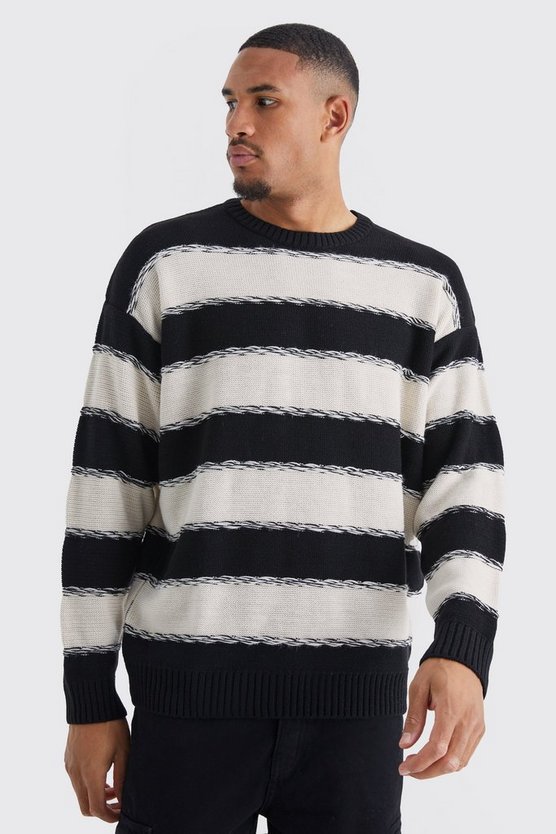 Tall gestreifter Oversize Strickpullover