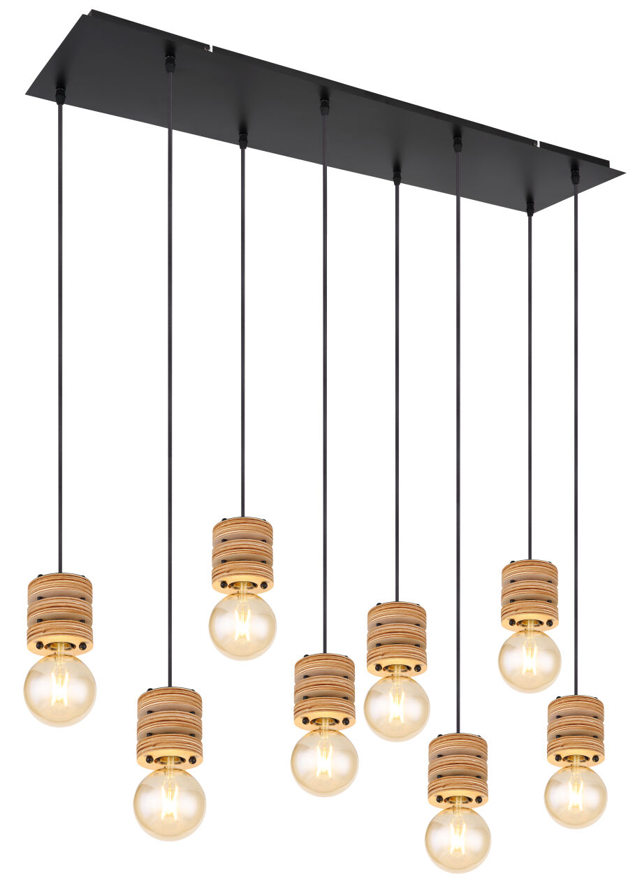 Globo Lighting - ANGELINE - Hängeleuchte Metall schwarz matt, 8x E27