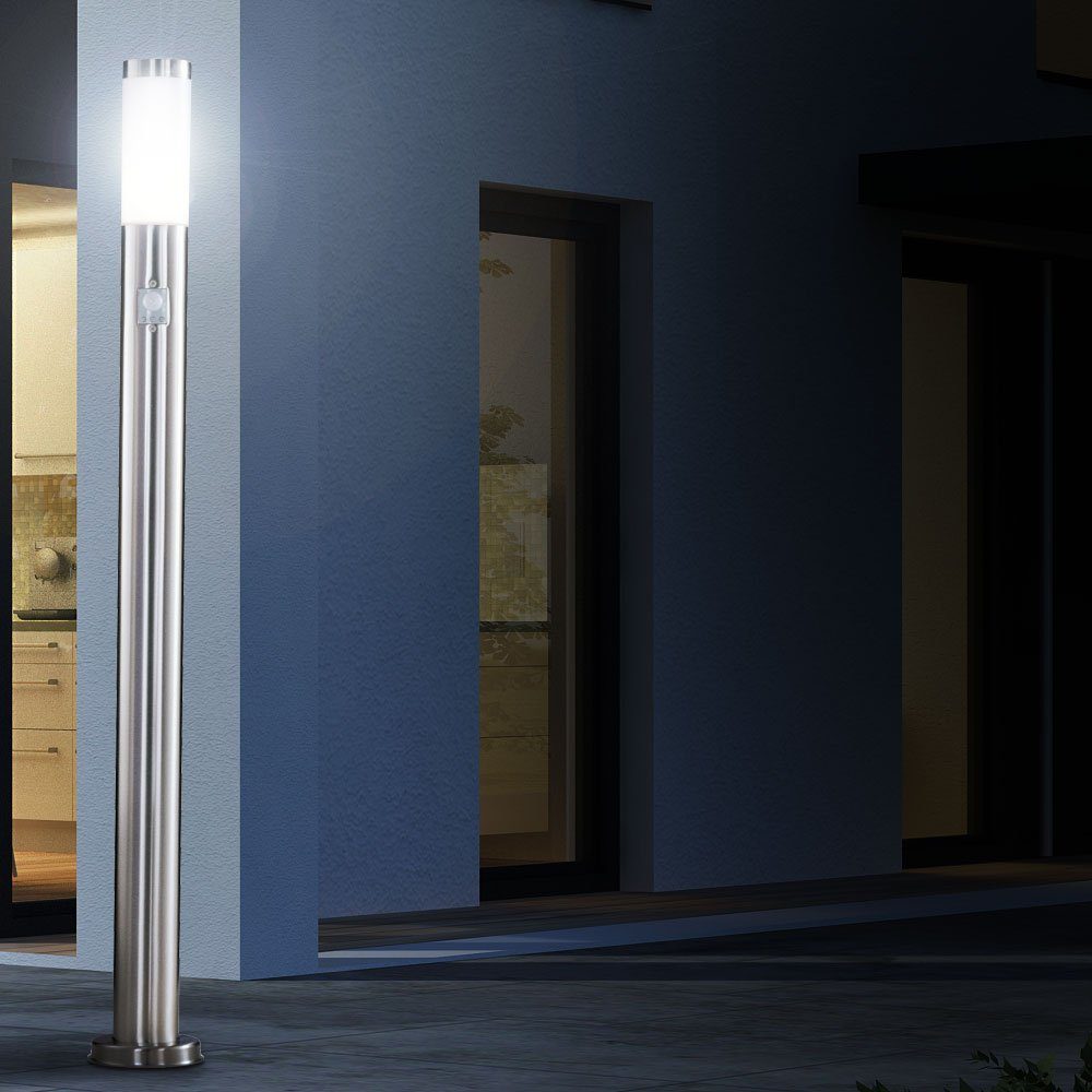 etc-shop Sockelleuchten, Leuchtmittel nicht inklusive, 3x Außen Steh Lampen Edelstahl Terrassen Strahler Park Leuchten