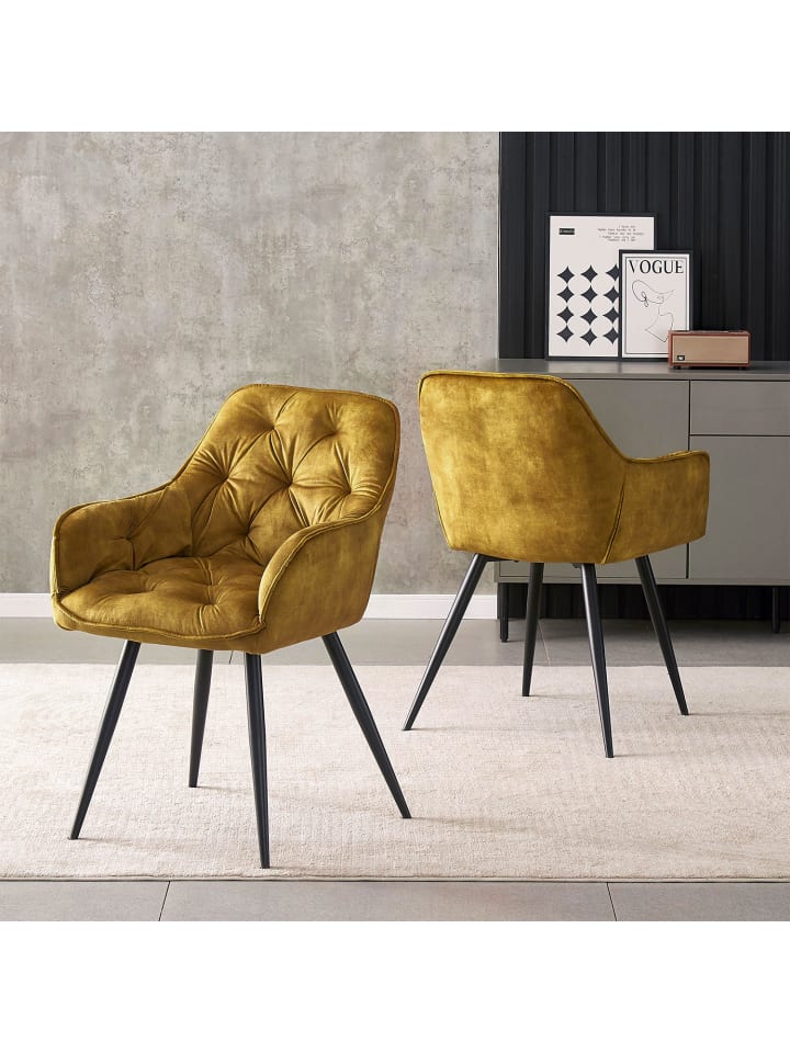 B&D Home 2er-Set: Esszimmerstuhl DIETER in Gelb - (B)56 x (H)84 x (T)61 cm günstig kaufen onesize