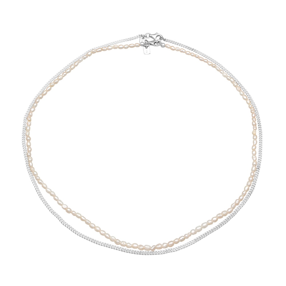 KUZZOI KUZZOI Collier Hommes Tendance Simple avec perles d'eau douce en argent sterling  collier