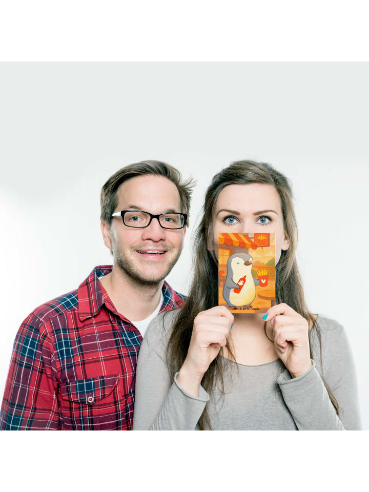 Mr. & Mrs. Panda Postkarte Pinguin Pommes Design ohne Spruch in Weiß günstig kaufen onesize