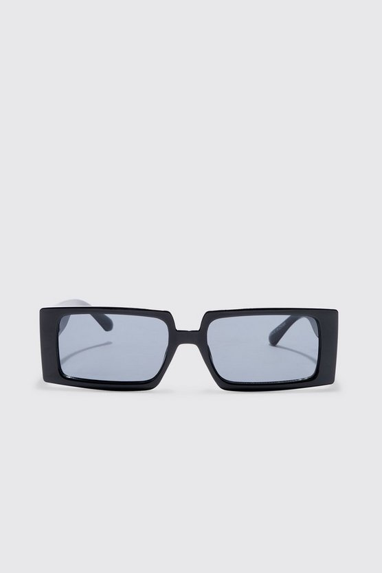 Eckige Plastik Sonnenbrille in Schwarz