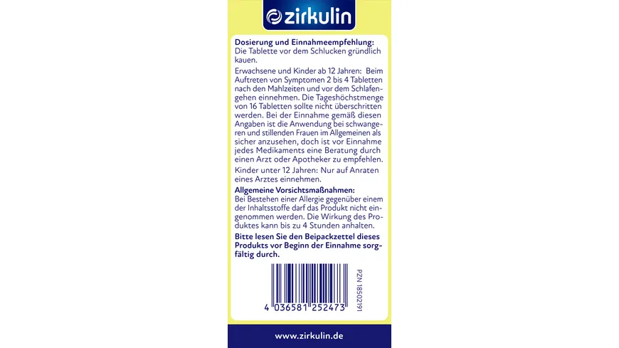 Zirkulin Magen-Kautabletten