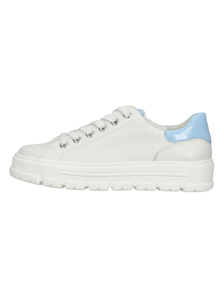 Paul Green Leder-Sneakers in Weiß/ Hellblau günstig kaufen