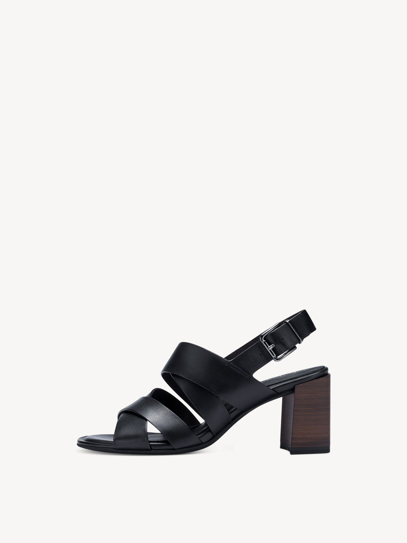 Sandale à talon en cuir - noir