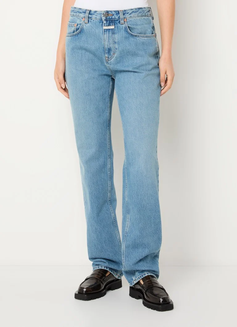 Jean Roan taille haute coupe droite, délavage clair.