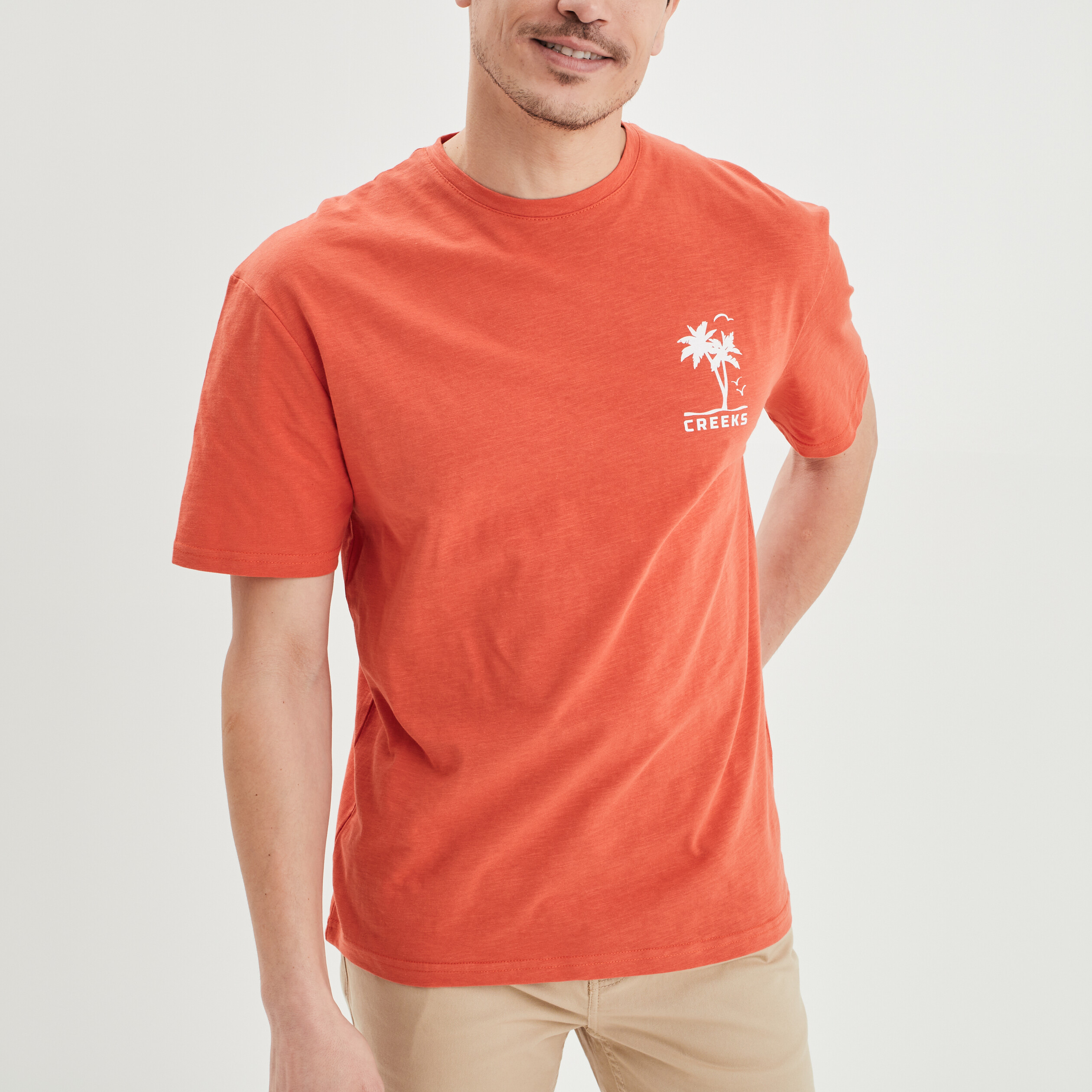 T-shirt oversize manches courtes Creeks orange foncé homme | La Halle